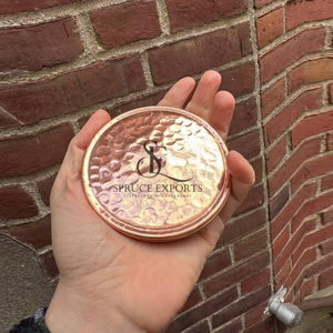 Hammered Design Copper Coaster With Elegant Metallic Finish. Round Shape Wholesale Drinkware For Luxury <b>Bar</b> & Home Decor - Product Image 2