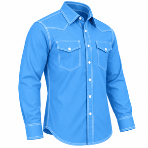 เสื้อเชิ้ตทำงานเชื่อมสำหรับผู้ชายแบบสั่งทำพิเศษ คุณภาพสูง ไร้ตะเข็บ แขนยาว ติดกระดุมแป๊ก สีพื้น สำหรับงานอุตสาหกรรม - Product Image 3