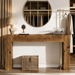 Consolle in Legno Massello con Pannello di Controllo, Elegante Tavolo da Ingresso/Divano - Product Image 2