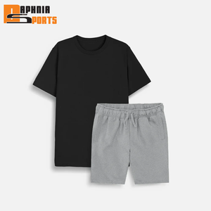 Ensembles de shorts 100 % coton biologique pour hommes, ensemble de serviettes, t-shirt et short décontractés pour hommes, ensembles de survêtements, ensembles de shorts et t-shirts pour hommes - Product Image 1