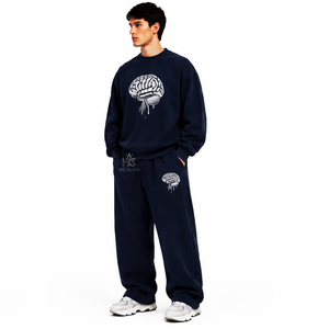 Chándal Azul Sostenible Estampado para Hombre, Más Vendido, con Cremallera Completa, Cuello Alto, Ajuste Holgado, Ropa Casual con Bolsillos Laterales y Logotipo Personalizado - Product Image 2