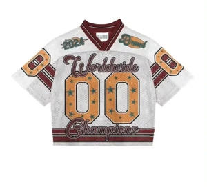 เสื้อยืดฟุตบอลทรงบ็อกซี่ฟิตแบบครอปปี 2026 ดีไซน์สั่งทำพิเศษ เนื้อผ้าหนา ระบายอากาศได้ดี พิมพ์ลายแบบซับลิเมชั่น เสื้อยืดทรงบ็อกซี่ฟิต - Product Image 1