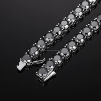 2024 Hot Luxury Hip Hop Bling Ice Out 6.5mm Single Row Black Moissanite Diamond Tennis Chain Collier en argent 925