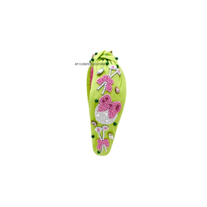 Diadema rosa con nudos para fanáticos de equipos de golf, accesorio para el cabello, diadema de cuentas de última moda, diseños de cuentas hechos a mano y personalizados. - Product Image 4