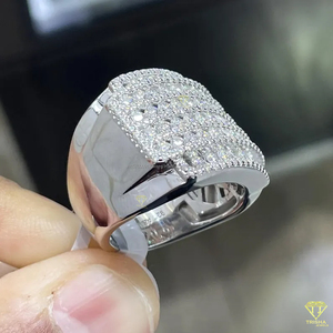 Luxury Cluster Moissanite Diamond <b>Ring</b> For <b>Men</b> White Gold Hip Hop Iced Out Jewelry - Product Image 2