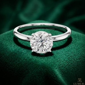 Bague de fiançailles de luxe en or blanc 9K 10K 14K 18K avec diamant de laboratoire taille ronde pour femme, certifiée IGI - Product Image 1