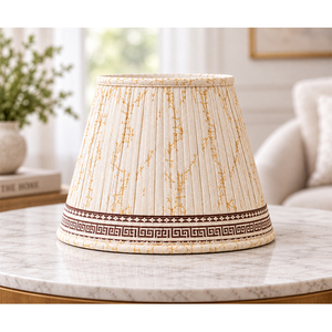 Pantalla de Lámpara Clásica de Lino y Algodón con Diseño Griego |   Pantalla de lámpara plisada decorativa para iluminación de mesa y suelo - Product Image 3