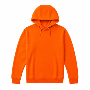 Sweat-shirt à capuche en polaire orange pour homme, coupe classique, pull décontracté, couleur unie, vêtement d'automne - Product Image 1