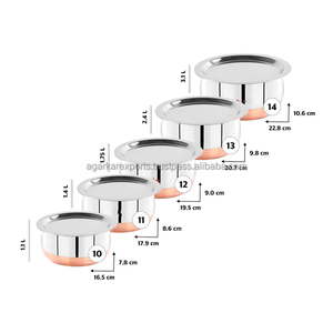 Ensemble de casseroles en acier inoxydable avec fond en cuivre, finition miroir, avec couvercle en verre - Product Image 6