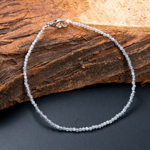 Pulsera de cuentas de iolita natural, cuentas redondas microfacetadas, pulsera de cristal curativo para mujer, hecha a mano, natural - Product Image 6