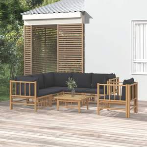 Ensemble de salon de jardin modulaire en bambou gris foncé, 7 pièces - Product Image 1