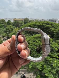 Montre Homme Personnalisée Éclat Scintillant en Acier Inoxydable Carré, Entièrement Sertie de Moissanite et Diamants, Style Hip-Hop, Affichage Analogique - Product Image 6