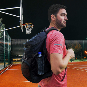 Sac à dos de basket-ball noir, grande capacité, sac de sport avec poche en filet pour ballon, unisexe - Product Image 5