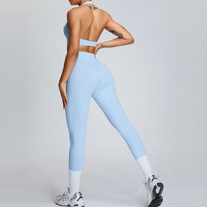 Ensemble soutien-gorge de sport et leggings à maintien élevé, séchage rapide, effet push-up, pour gym, yoga et fitness, avec logo personnalisé - Product Image 2