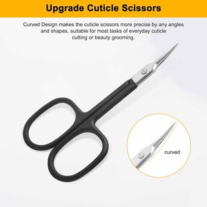 Tijeras de Manicura de Acero Inoxidable con Mango Negro, Punta Puntiaguda para Cortar Cutículas y Uñas, para Uso en Salón y en Casa - Product Image 2