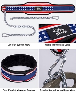 Vibe Sewn American Flag Weightlifting <b>Belt</b> Adjustable Waist Support <b>with</b> <b>Chain</b> for Strength Training for gym use - Product Image 4