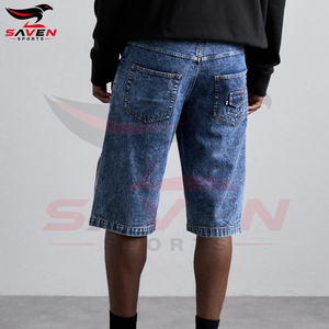 Shorts en jean amples pour hommes avec logo personnalisé, en denim premium, coupe décontractée, style streetwear, vente en gros - Product Image 4