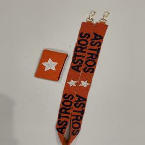 Correa de Bolso Deportiva de Algodón con Cuentas de Cristal Astros, Hecha a Mano, Elegante, Personalizable para el Día del Partido - Product Image 3