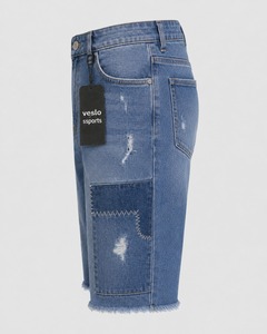 Pantalones Cortos de Mezclilla para Hombre Veslo Sports, Diseño Patchwork, Cintura Media, Cierre de Botones, Algodón Lavado - Product Image 6