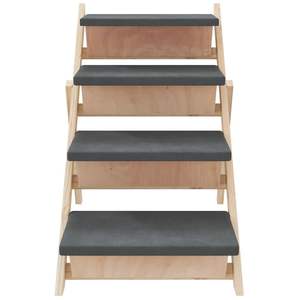 Solid Fir Wood <b>Dog</b> <b>Stairs</b> 41.3\"x18.5\" Gray Pet Products - Product Image 5