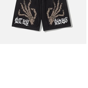 Men's Gothic Skeleton Hand Print Bermuda Shorts Elastic Waist Plus Size Cotton Casual Wear - Product Image 5