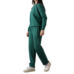 Conjunto Deportivo de Dos Piezas para Mujer, Sudadera y Pantalones Deportivos de Color Sólido, Venta al Por Mayor, Logotipo Personalizado OEM - Product Image 4