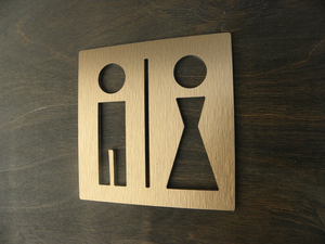 Plaques de signalisation modernes en laiton pour portes de salle de bain, toilettes, WC, bureau, hôtel, adhésives - Product Image 1