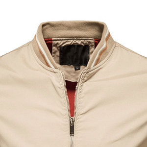 Blouson Bomber 100% Polyester pour Homme 2026 – Coupe Droite Décontractée en Polyester Beige – Nouveauté Blousons Bomber Homme - Product Image 2