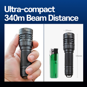 ซีโรบีม ดี 5 3100 ลูเมนส์ IPX8 ไฟฉาย LED กันน้ำกระจกนิรภัยอลูมิเนียมอัลลอยด์ 340 ม. ลำแสง ดีไซน์กะทัดรัดสำหรับ - Product Image 3