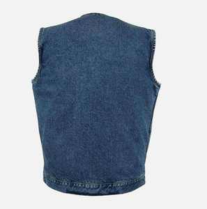 Gilet en jean respirant grande taille de couleur unie à prix raisonnable pour homme – Style décontracté sans manches pour le streetwear - Product Image 6