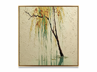 Peinture à l'huile Wabi Sabi avec peuplier peint à la main, texture épaisse, décoration pour salon