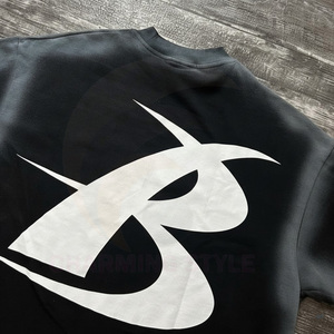 เสื้อยืดคอกลมโอเวอร์ไซส์ วินเทจ ย้อมสีดำแบบซันเฟด ผ้าฝ้ายแท้ 100% - Product Image 6