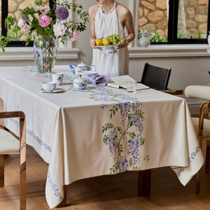 Nappe en lin blanc à motifs floraux, style européen, tissée et imprimée, pour la maison, l'hôtellerie et les événements – Vente en gros fabricant - Product Image 5