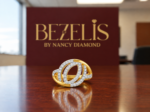 Anillo de plata con diamantes creados en laboratorio para mujer, banda alargada entrelazada con pavé brillante redondo, regalo para mujer, joyería fina - Product Image 3