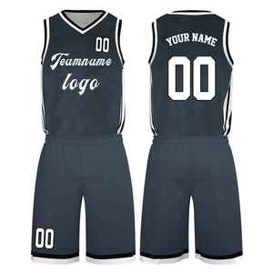 Conjunto de Uniforme de Baloncesto Sublimado Personalizado GLORY, Azul Oscuro, Cuello en V, Sin Mangas, Secado Rápido, Transpirable, Antibacteriano, Poliéster - Product Image 1