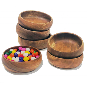 Ensemble de bols à pâte en bois d'acacia rustique de style américain, écologiques et personnalisables, pour servir des snacks, des fruits, du riz, de la soupe et des noix - Product Image 1