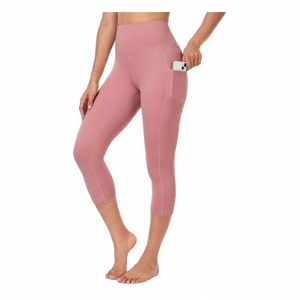 <b>Women</b> Solid Color Pocket Leggings High Waist Workout Pants <b>Women</b> Yoga Pocket Leggings Stretch Fitness Activewear Pants - Product Image 1