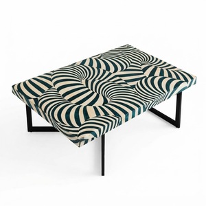 Mesa de Centro Geométrica con Incrustaciones de Hueso, Redonda, de Resina Azul con Base de Metal Dorado, Mueble de Lujo para Sala de Estar - Product Image 4