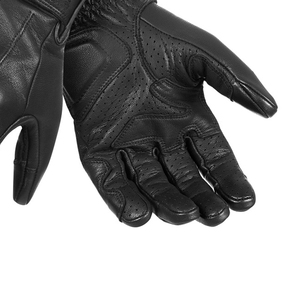 Gants de moto en cuir perforé noir, style moto, avec protection des doigts et des phalanges, sangle de poignet réglable, vente en gros OEM - Product Image 4