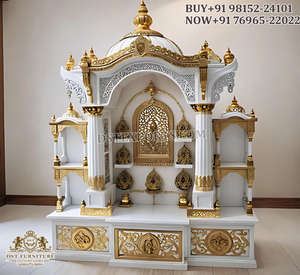 Temple moderne en bois de teck, design Ganesha aspect marbre, fabricant de temples modernes, unités de Puja en bois, Royaume-Uni - Product Image 5