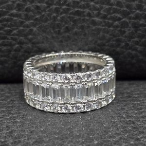 Anillo de banda Baguette de plata de ley 925 con moissanita VVS, anillo de boda con diamantes, estilo Hip Hop, joyería de lujo unisex, regalo - Product Image 4