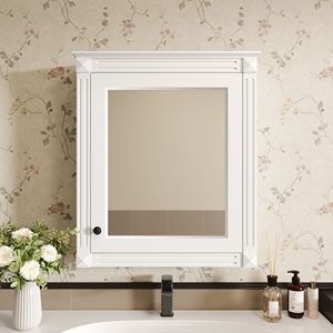 Armadietto da Bagno a Parete 24 X 27 con Specchio Regolabile in Altezza, Armadietto Portamedicinali Salvaspazio per Uso in Bagno - Product Image 1