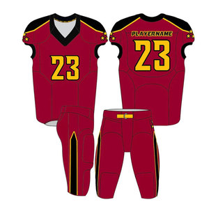 Custom Sublimated American Football Uniform Men's <b>Red</b> Orange Jersey Pants V-Neck Sleeveless Moisture Wicking 100% Polyester - Product Image 3