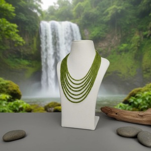 Collar de Peridoto Natural de 43cm Hecho a Mano al por Mayor, Joyería de Piedras Preciosas en Oro Rosa con Perla para Bodas, de la India - Product Image 6