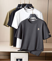 Camiseta de Manga Corta para Hombre, Nueva, de Alta Calidad, Color Sólido, con Logotipo Personalizado Serigrafiado, Tallas Grandes, 100% Algodón