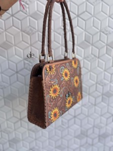 New Arrival Real Hand Tooled Carving Leather Tote <b>Bag</b> Gypsy <b>Boho</b> Vintage Sunflower Design Handmade Shoulder Stylish <b>Bags</b> - Product Image 2