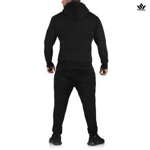 Ensemble de survêtement unisexe noir imprimé avec sweat à capuche et pantalon de jogging, manches longues, fermeture éclair, couleur unie, respirant, séchage rapide, poids moyen - Product Image 4
