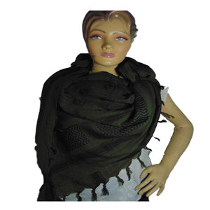 Al por mayor, pañuelo palestino hecho a mano para hombre, Yashmagh Shemagh, Keffiyeh árabe de Arafat, diseño tradicional árabe con borlas verdes, espada y calavera - Product Image 1