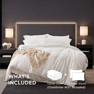 "4-Piece Oversized White Microfiber Duvet <b>Cover</b> Set with 2 Pillowcases for <b>Bed</b>" - Product Image 5