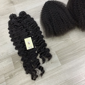 Rizado birmano, cutículas completas, mechones de cabello alineados, extensiones de trama, nudos blanqueados crudos, encaje suizo, cierre 5x5 HD, cabello humano, Vietnam - Product Image 3